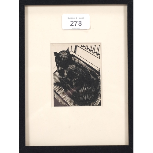 278 - John Nash (1893-1977), wood engraving on paper, The Black Cat, 8.5cm x 6.5cm, mounted, glazed and fr... 