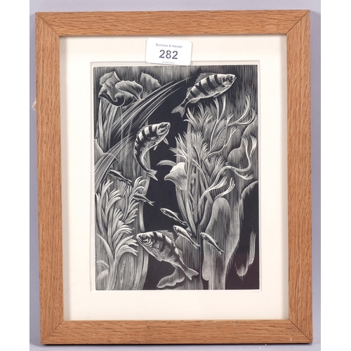 282 - Clifford Webb (1895-1972), wood engraving on paper, Aquarium (1934), 19cm x 14cm, mounted, glazed an... 