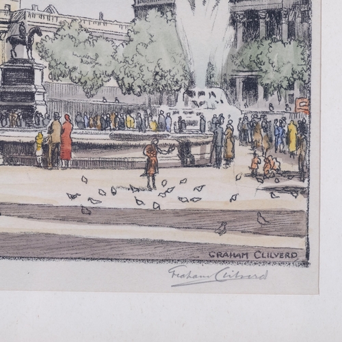 287 - Graham Barry Clilverd (1883-1959), engraving on paper, Trafalgar Square, London, signed in pencil, 1... 