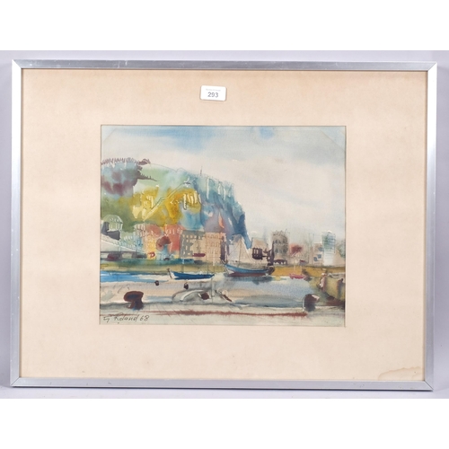 293 - G Roland, harbour scene, watercolour, signed and dated '68, 30cm x 38cm, framed