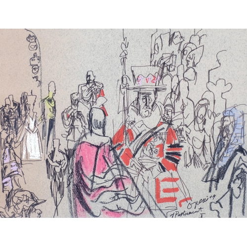 294 - Feliks Topolski, opening of Parliament, lithograph, signed in pencil, no. 79/275, 38cm x 50cm, frame... 