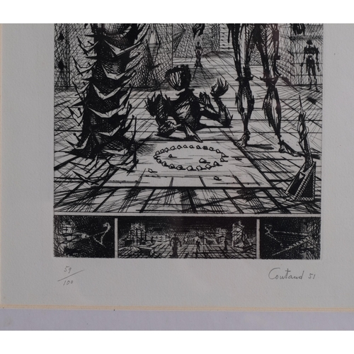 297 - Lucien Coutaud (1904 - 1977), surreal interior, original etching, signed in pencil dated '51, no. 59... 