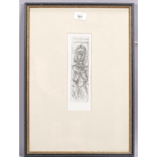 301 - Alberto Giacometti, Annete facing front, etching for Derriere Le Miroir 1956, unsigned, plate 20cm x... 