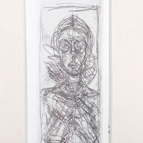 301 - Alberto Giacometti, Annete facing front, etching for Derriere Le Miroir 1956, unsigned, plate 20cm x... 