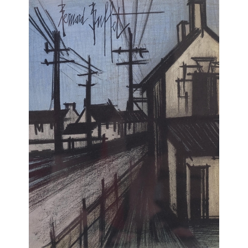 303 - Bernard Buffet, la route du village, lithograph 1967, 31cm x 24cm, framed