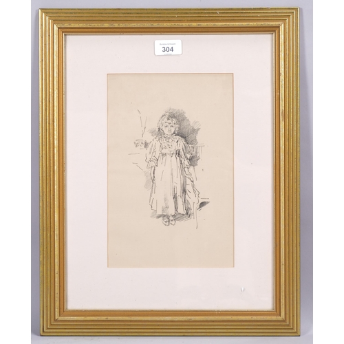 304 - James Mcneil Whistler, little Evelyn, lithograph, Art Journal issue 1896, 27cm x 18cm, framed