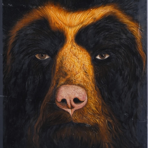 311 - Animal portrait, contemporary oil on panel, unsigned, 60cm x 60cm, unframed