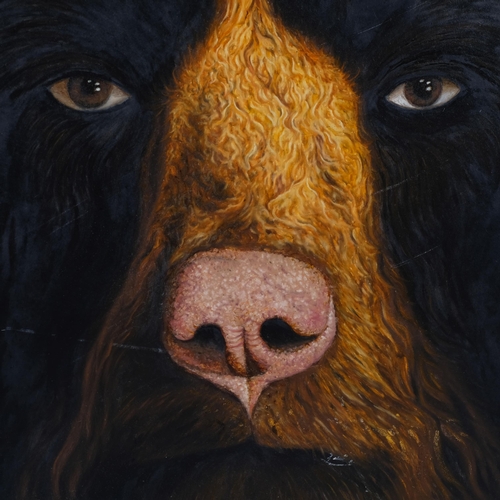 311 - Animal portrait, contemporary oil on panel, unsigned, 60cm x 60cm, unframed