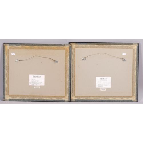 313 - Arwel Hughes, pair of abstract compositions, mixed media collage, exhibition labels verso, 1993, ima... 