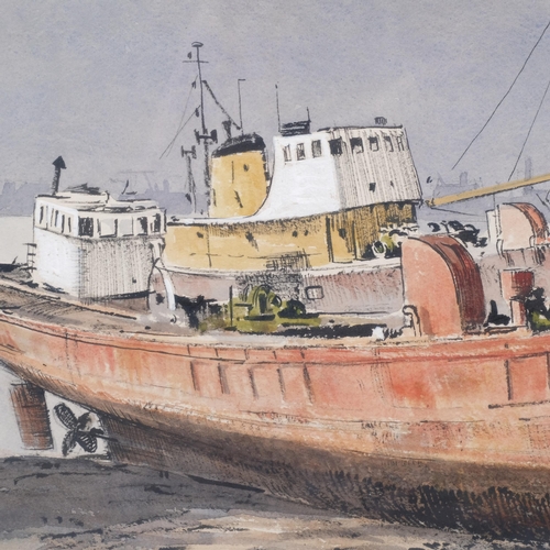 337 - Anthony Flemming (born 1936), trawlers, watercolour, RI Exhibition labels verso 1987, 30cm x 41cm, f... 