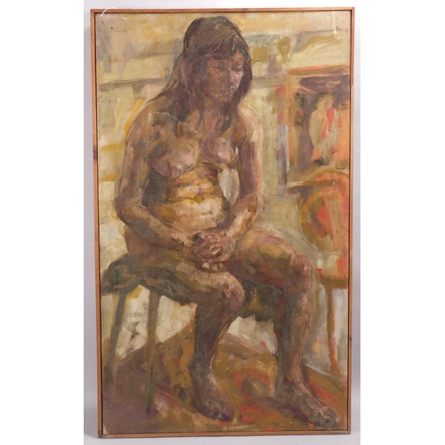 345 - Roland Jarvis (1927 - 2016), 2 large oils on canvas, nude life studies, 127cm x 76cm (50