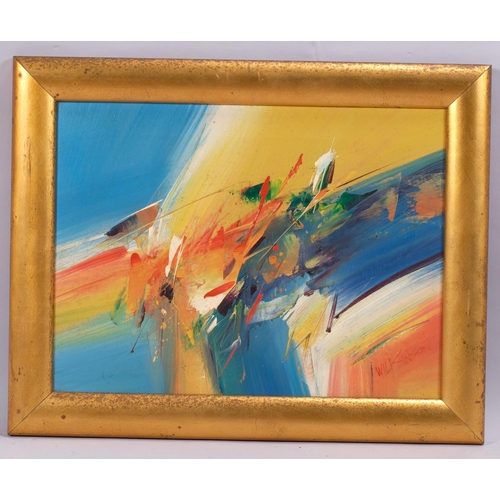 349 - Wilkinson, abstract composition, oil on canvas, circa 1970s, signed, 30cm x 40cm, framed