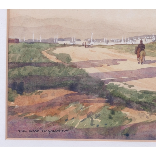 355 - Robert Houston (1891 - 1940), the road to Salonika, watercolour, signed and dated 1918, 24cm x 32cm,... 