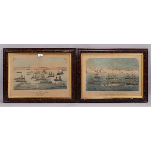 356 - Pair of British Navy prints, the British Fleet in Besika Bay 1877, and the British Squadron forcing ... 