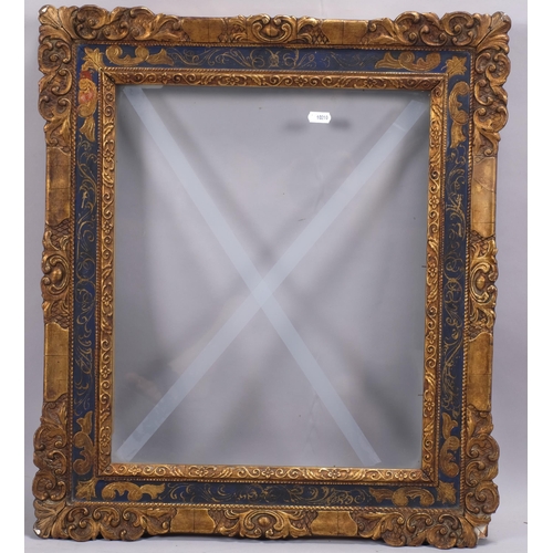 357 - An early 20th century gilt-gesso picture frame with blue and gilt frieze, inside dimensions 46cm x 3... 