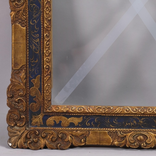 357 - An early 20th century gilt-gesso picture frame with blue and gilt frieze, inside dimensions 46cm x 3... 