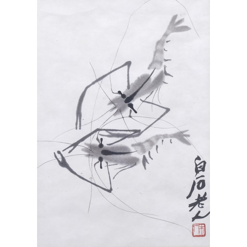 363 - Chinese School, 3 colour prints after Qi Baishi, largest image 32cm x 25cm, framed, with Wah Cheong ... 