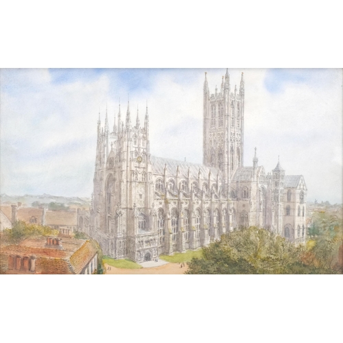 366 - S J Toby Nash, Canterbury Cathedral, watercolour, signed, 26cm x 43cm, framed