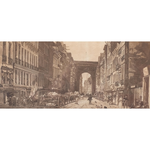 368 - Thomas Girtin, 2 lithographs, Parisian scenes, largest 23cm x 48cm, framed (2)