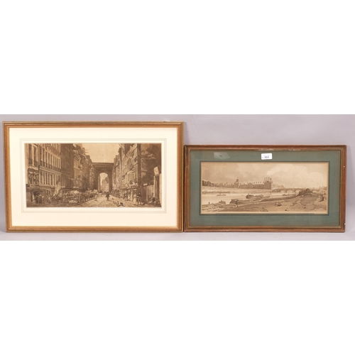 368 - Thomas Girtin, 2 lithographs, Parisian scenes, largest 23cm x 48cm, framed (2)