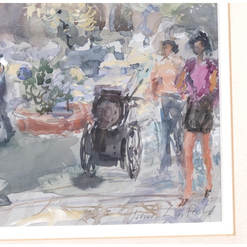 376 - John Linfield, Plaza Della Repubblica, Rome morning, watercolour, signed, 33cm x 48cm, framed