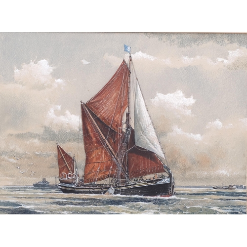 377 - Ronald Dean, sailing barge Spinaway & C, watercolour, artist's label verso, 32cm x 44cm, framed