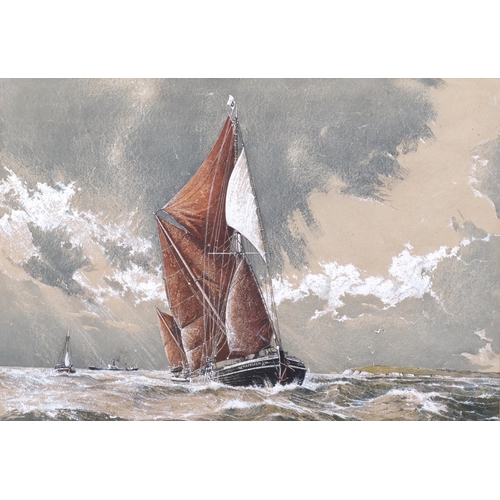 378 - Ronald Dean, sailing barge Kathleen, watercolour, artist's label verso, 38cm x 54cm, framed