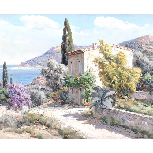 386 - Lucien Potronat, L'Esterel, oil on canvas, signed with Stacy Marks labels verso, 60cm x 71cm, framed