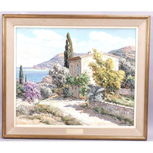 386 - Lucien Potronat, L'Esterel, oil on canvas, signed with Stacy Marks labels verso, 60cm x 71cm, framed