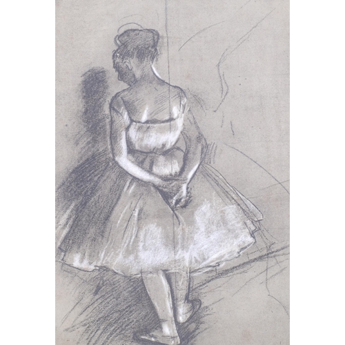 389 - After Edgar Degas, dancer standing, lithograph, image 36cm x 24cm, unframed