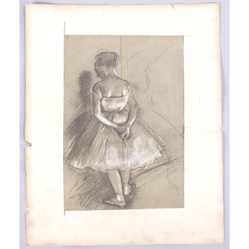 389 - After Edgar Degas, dancer standing, lithograph, image 36cm x 24cm, unframed