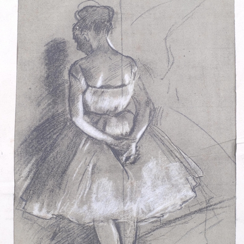 389 - After Edgar Degas, dancer standing, lithograph, image 36cm x 24cm, unframed