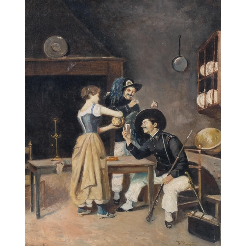 390 - Ferdinand Roybet (1840 - 1920), 2 soldiers in a tavern, oil on canvas, signed, 60cm x 48cm, framed