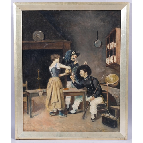 390 - Ferdinand Roybet (1840 - 1920), 2 soldiers in a tavern, oil on canvas, signed, 60cm x 48cm, framed