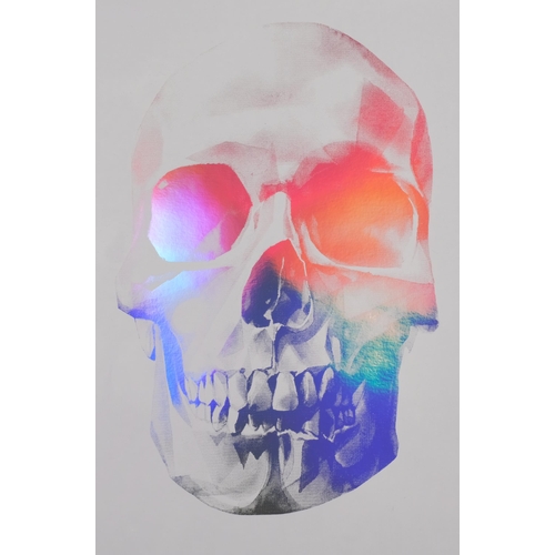 395 - HelloVon Studio, Skull, artist's proof holographic screenprint, signed