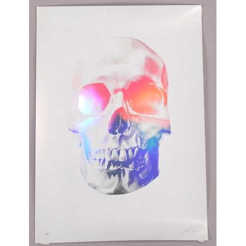 395 - HelloVon Studio, Skull, artist's proof holographic screenprint, signed