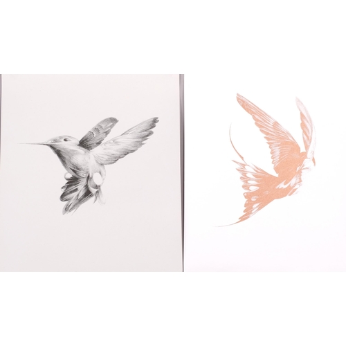 397 - HelloVon Studio, 2 limited edition humming bird prints, largest 30cm x 42cm, from an edition of 50 c... 