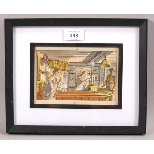 398 - Edward Bawden (1903 - 1989), the bell, from Life In An English Village, original colour lithograph p... 