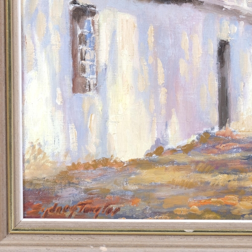 406 - Sydney Taylor (1870 - 1952), South African farmstead, oil on board, signed, 35cm x 48cm, framed