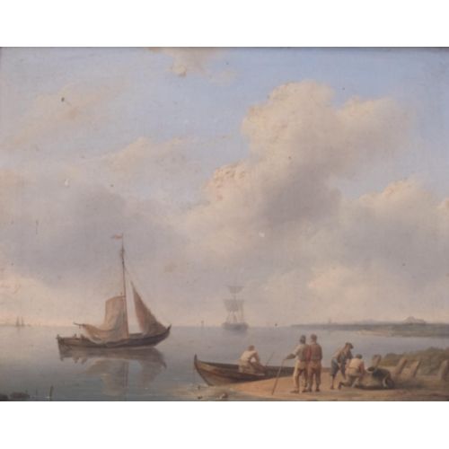 418 - Hermanus Koekkoek (1815 - 1882), shipping off the Dutch coast, oil on wood panel, indistinctly signe... 