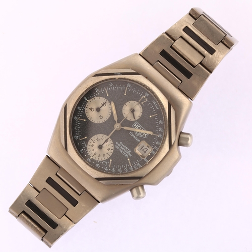 1000 - HEUER - a Vintage titanium quartz chronograph bracelet watch, ref. 223.206, circa 1980s, space grey ... 