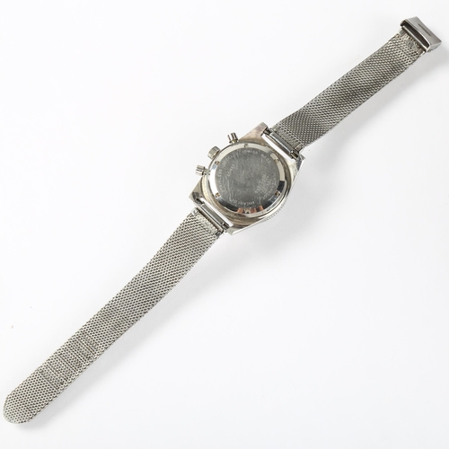 1001 - LATOR - a Vintage stainless steel Diver's mechanical chronograph bracelet watch, circa 1960s, black ... 