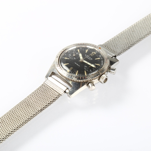 1001 - LATOR - a Vintage stainless steel Diver's mechanical chronograph bracelet watch, circa 1960s, black ... 