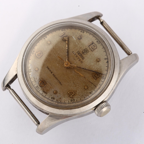 1007 - TUDOR - a Vintage stainless steel Oyster mechanical wristwatch head, ref. 4463, circa 1962, silver d... 