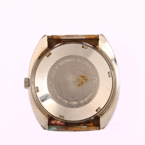 1016 - TECHNOS - a stainless steel automatic wristwatch head, ref. 10182, circa 1970s, red ombre dial with ... 