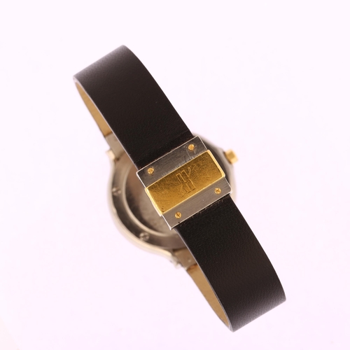 1017 - HUBLOT - a lady's stainless steel and gold MDM quartz calendar wristwatch, ref. S.139.10.2, black di... 