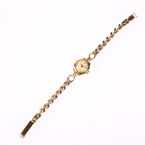 1019 - ROLEX - a mid-20th century lady's 9ct gold Precision mechanical bracelet watch, ref. 9181 silvered d... 