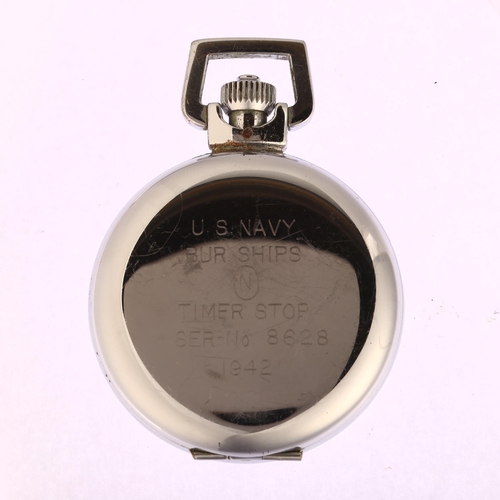 1034 - ELGIN - a Second World War Period chrome plated US Navy Elgin Timer open-face keyless stop watch, wh... 