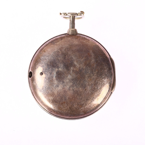 1037 - An early 19th century silver pair-cased open-face key-wind verge pocket watch, by James Hopewell of ... 