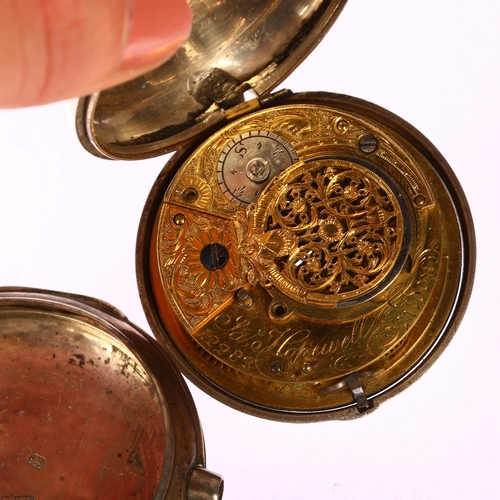 1037 - An early 19th century silver pair-cased open-face key-wind verge pocket watch, by James Hopewell of ... 